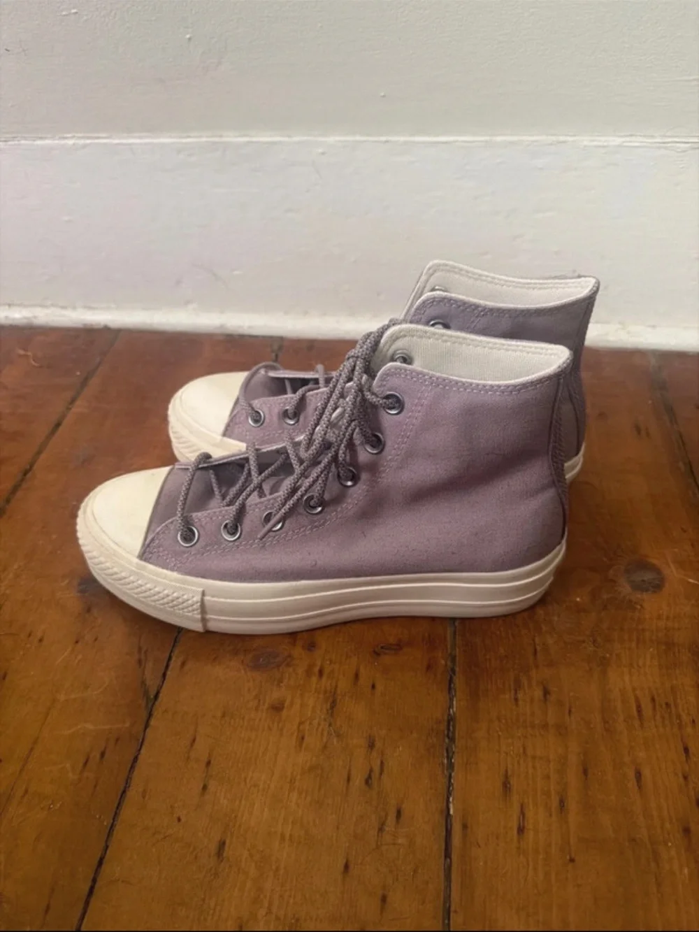 Converse Lavender High-Top Platform Sneakers - Picture 3 of 6